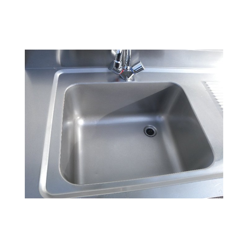 Spültisch Becken links Edelstahl ca.140 cm breit mit Armatur