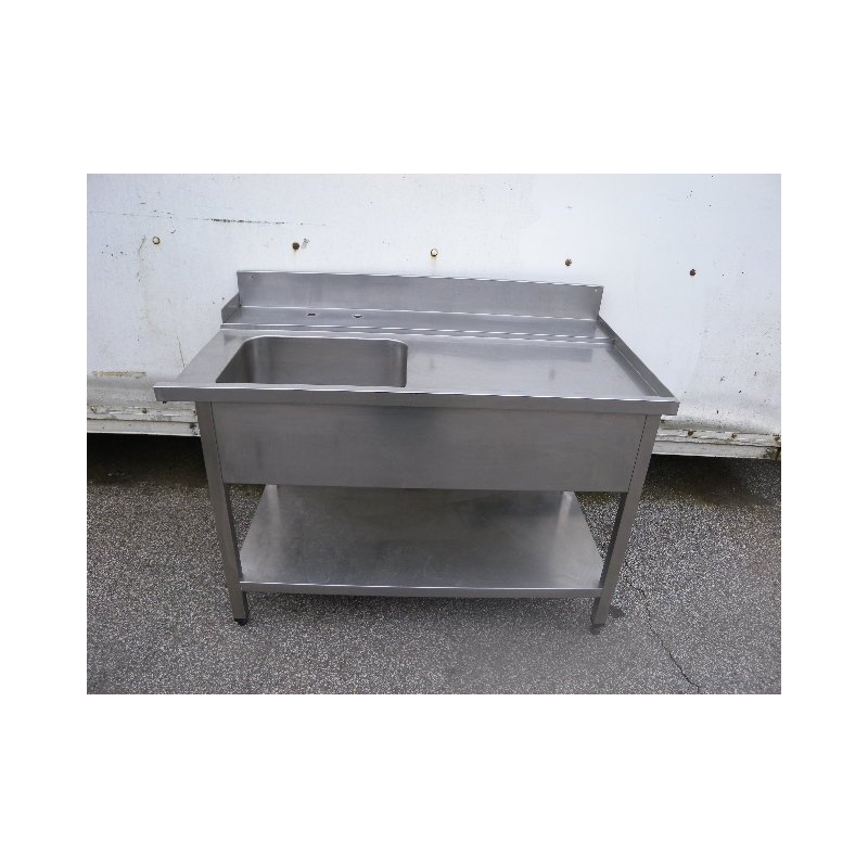 Spültisch Becken links mit Grundboden Edelstahl ca.130 cm breit