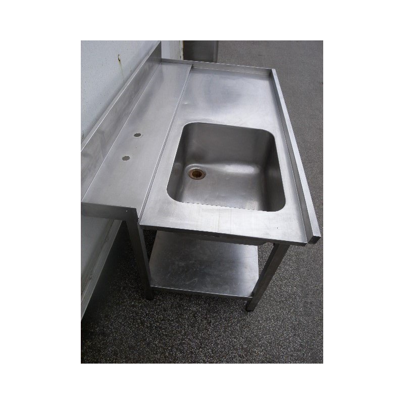 Spültisch Becken links mit Grundboden Edelstahl ca.130 cm breit