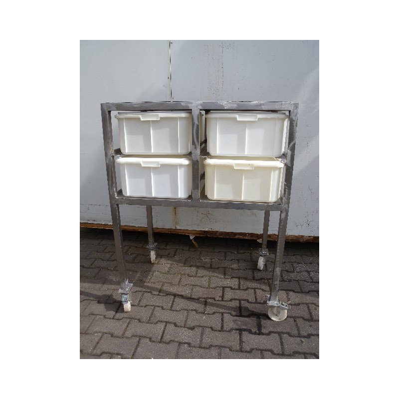 Vorratswagen / Rollwagen Edelstahl mit 4 Kunststoffbehältern 2 x