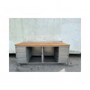 Arbeitstisch Edelstahl ca. 200 cm mit Holzplatte und...