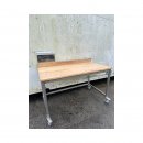 Arbeitstisch Edelstahl ca.155 cm mit Holzplatte auf Rollen