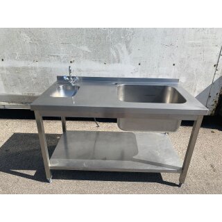 Spültisch Edelstahl mit Handwaschbecken ca. 140 cm breit