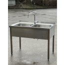 Doppelspüle mir 2 Becken und Armatur Edelstahl ca. 120 cm breit