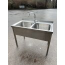 Doppelspüle mir 2 Becken und Armatur Edelstahl ca. 120 cm breit