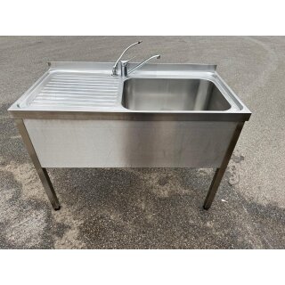 Spültisch Edelstahl Becken rechts ca.120 cm breit