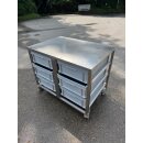 Zutatentisch mit 6 Kunststoffbehälter  Edelstahl auf Rollen ca. 94 cm breit