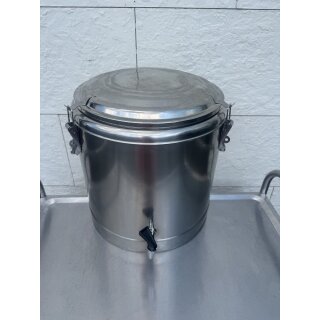 Doppelwandiger Thermobehälter mit Ablasshahn aus Edellstahl ca. 30 Liter
