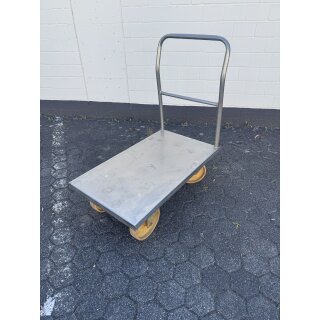 Rollwagen mit Schiebegriff aus Edelstahl – ca. 50 × 85 × 95 cm (B × T × H)