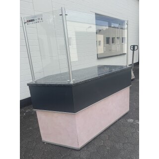 Verkaufstheke / Kassentheke mit Granitplatte und Glas-Spuckschutz