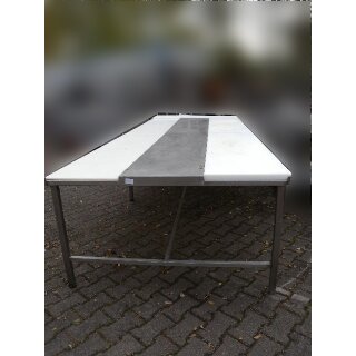 Arbeitstisch / Fleischertisch Edelstahl ca. 400 x 152 x 86 cm