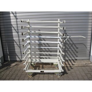 Abziehapparatwagen aus Metall weiß für 9 Abziehapparate ca. 110 cm lang