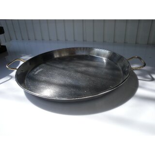 Servierplatte Edelstahl mit Messinggriffen Ø 46 cm
