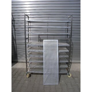 Ausbackwagen  mit 10 Alurosten 120 x 40 cm Edelstahl