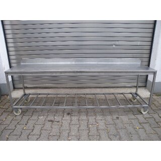 Arbeitstisch mit Fächerboden Edelstahl ca. 245 x 60 x 81 cm (B x T x H)