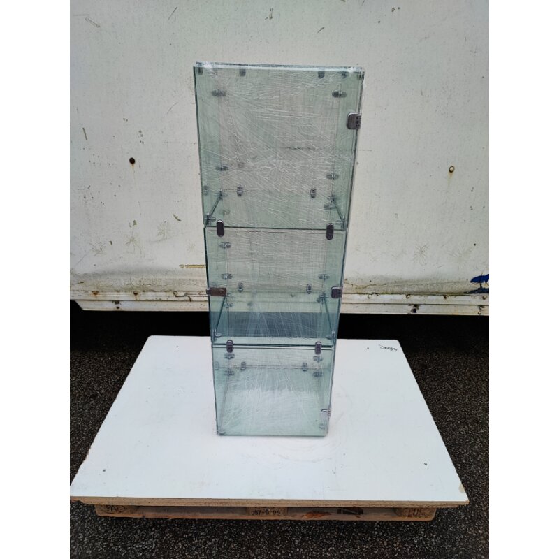 Glassteckvitrine / Steckvitrine 3er mit Rückwand aus Glas ca. 42 x 42